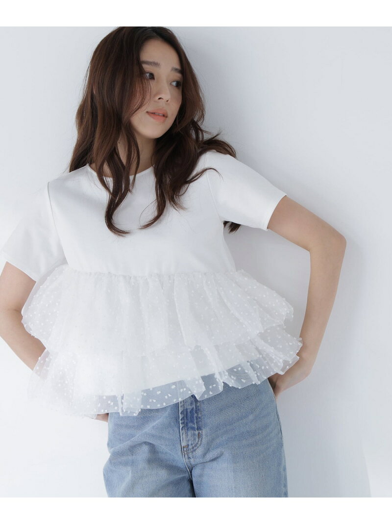 カットドビーティアードカットソー NATURAL BEAUTY BASIC ナチュラルビューティベーシック トップス カットソー・Tシャツ ピンク ホワイト ブラック【送料無料】[Rakuten Fashion]
