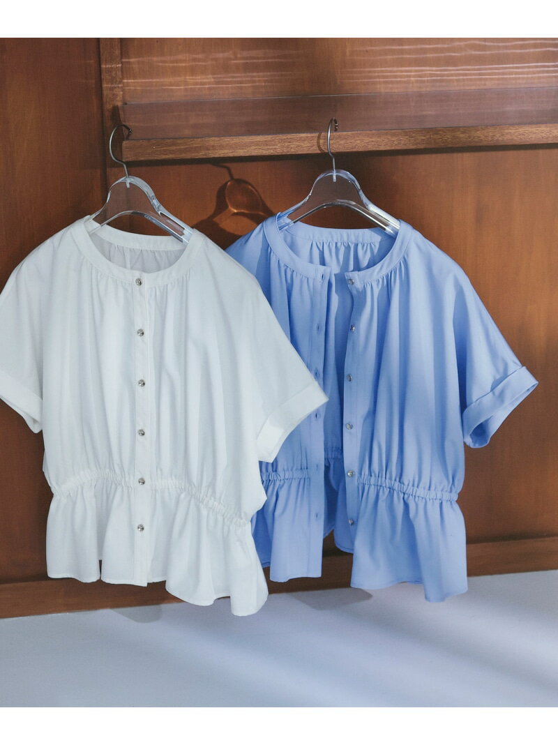 <Just the Right Outfit> A Blouse with a Tight Fit and a Fluffy Design - All-in-One Style - NATURAL BEAUTY BASIC - Tops, Shirts & Blouses - Green, White, Blue [Free Shipping] [Rakuten Fashion]