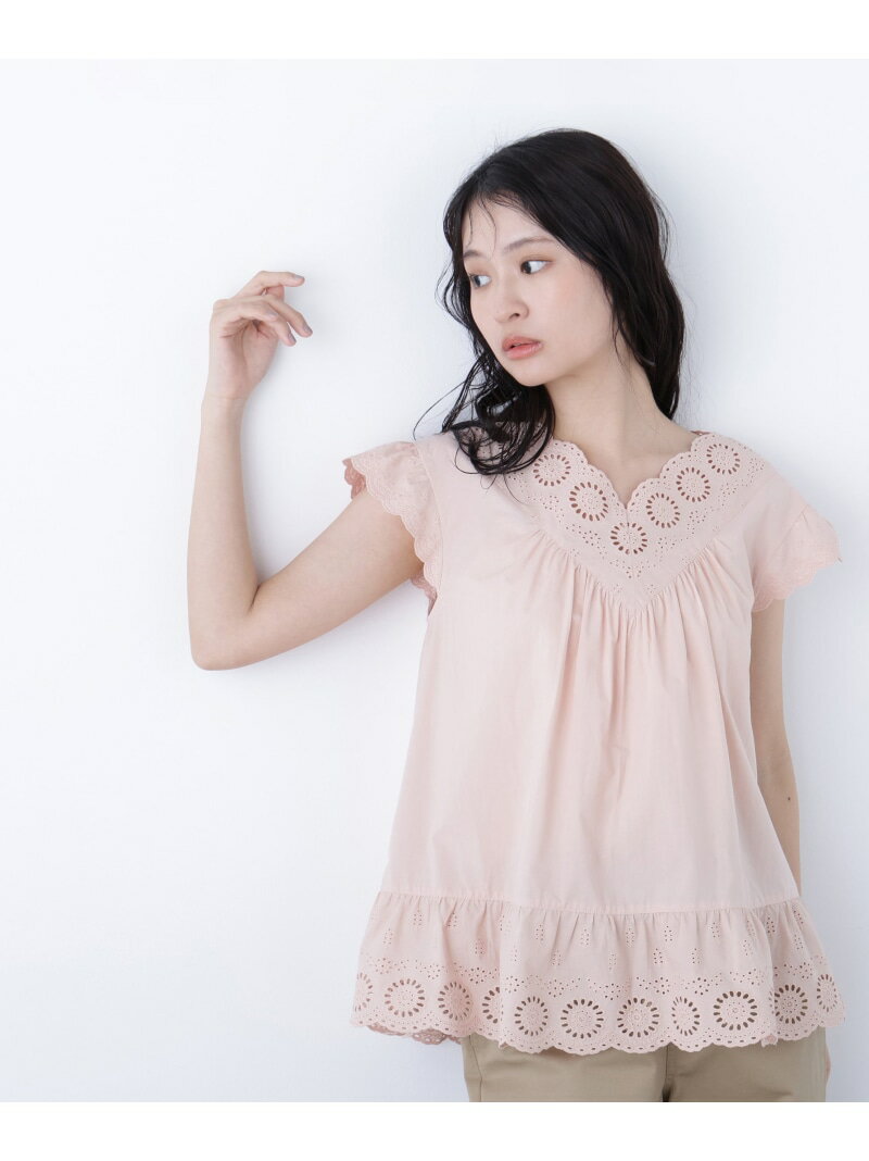 Rakuten - ＜N.＞コットン刺繍ブラウス NATURAL BEAUTY BASIC ナチュラルビューティベーシック トップス シャツ・ブラウス ブラック ホワイト ピンク レッド【送料無料】[Rakuten Fashion]