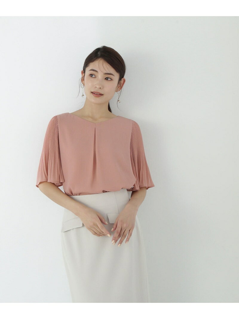 フレアスリーブ楊柳ブラウス NATURAL BEAUTY BASIC ナチュラルビューティベーシック トップス シャツ・ブラウス ホワイト グレー ピンク ブルー[Rakuten Fashion]