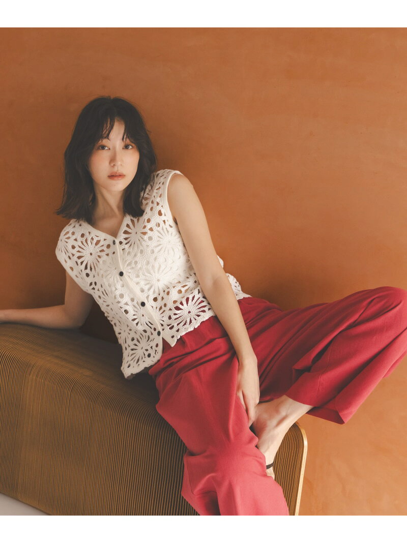 Rakuten - クロシェ風ベスト NATURAL BEAUTY BASIC ナチュラルビューティベーシック トップス その他のトップス ホワイト【先行予約】*【送料無料】[Rakuten Fashion]