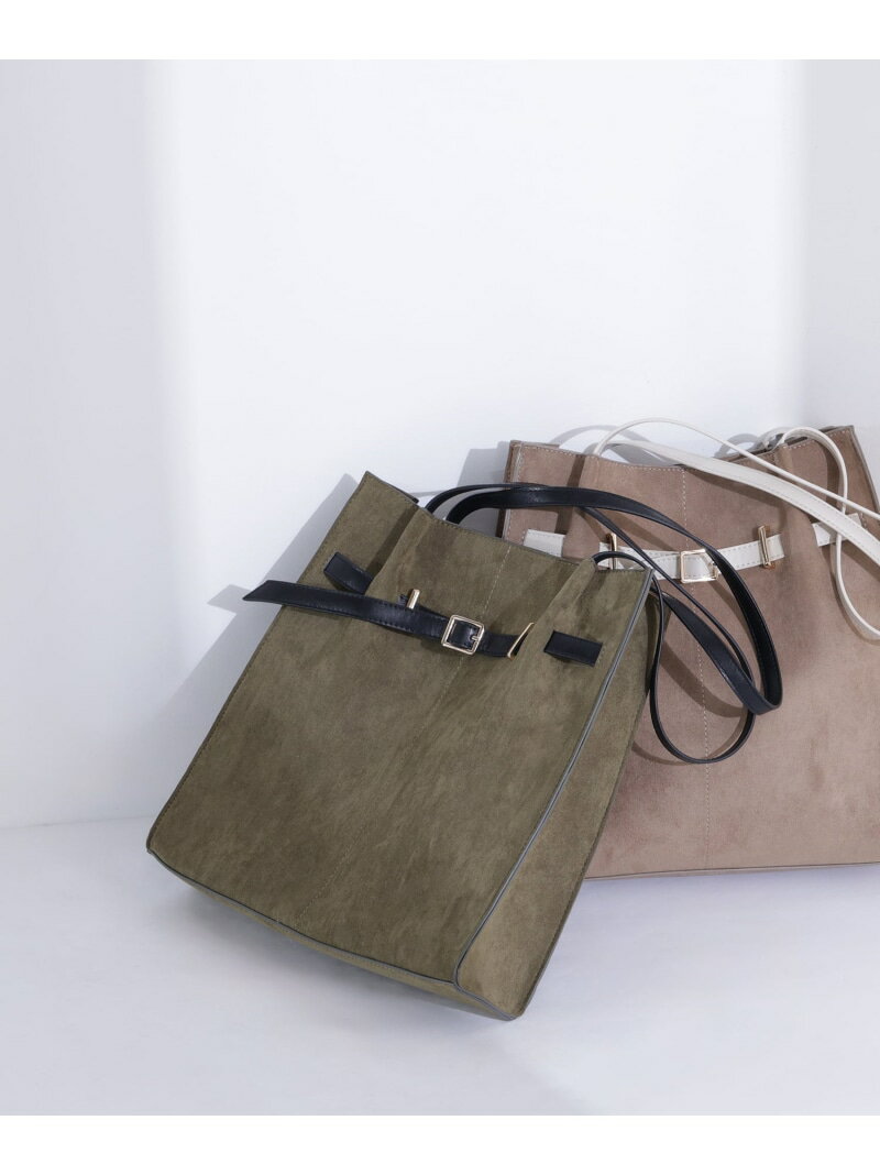 Rakuten - スウェードタックベルトトートバッグ NATURAL BEAUTY BASIC ナチュラルビューティベーシック バッグ トートバッグ ベージュ カーキグリーン【送料無料】[Rakuten Fashion]