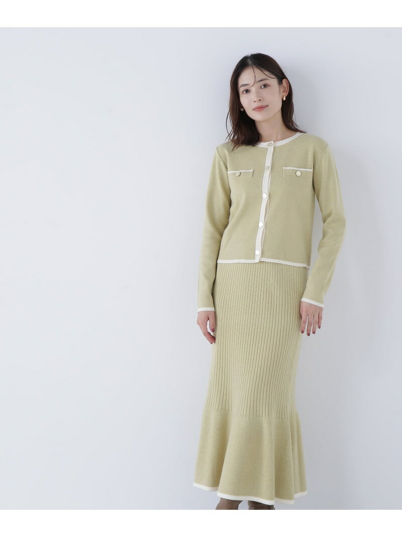 バイカラーニットジャケット&スカート NATURAL BEAUTY BASIC ナチュラルビューティベーシック スカート その他のスカート ホワイト【先行予約】*【送料無料】[Rakuten Fashion]のサムネイル