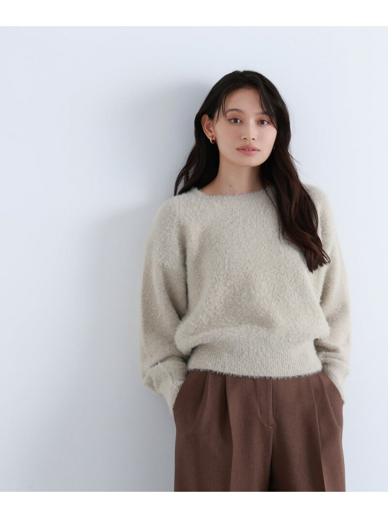 Rakuten - 【SALE／10%OFF】スパンコールフェザーニット NATURAL BEAUTY BASIC ナチュラルビューティベーシック トップス ニット ベージュ グレー ピンク【RBA_E】【送料無料】[Rakuten Fashion]