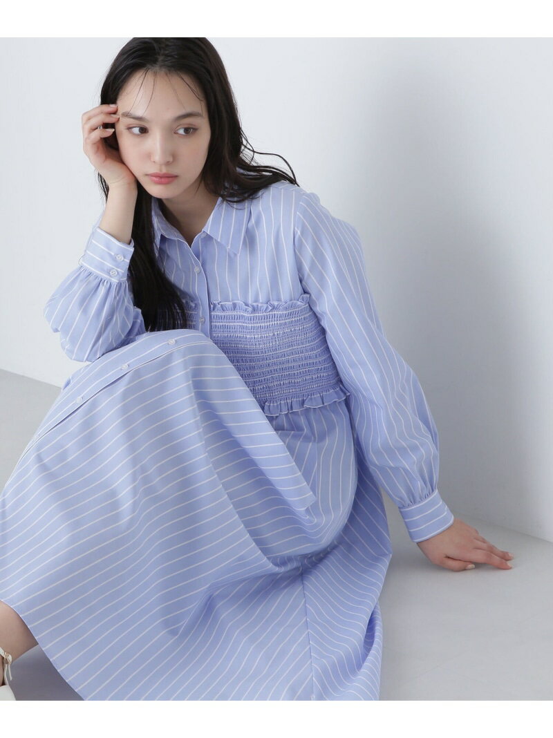 【SALE／50%OFF】ストライプビスチェシャツワンピース NATURAL BEAUTY BASIC ナチュラルビューティベーシック ワンピース・ドレス ワンピース ホワイト ブルー【RBA_E】【送料無料】[Rakuten Fashion]のサムネイル