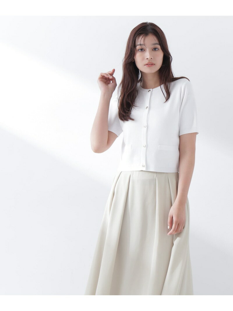 Rakuten - シルクブレンドカーディガン半袖 NATURAL BEAUTY BASIC ナチュラルビューティベーシック トップス カーディガン ピンク ネイビー オレンジ ホワイト【送料無料】[Rakuten Fashion]