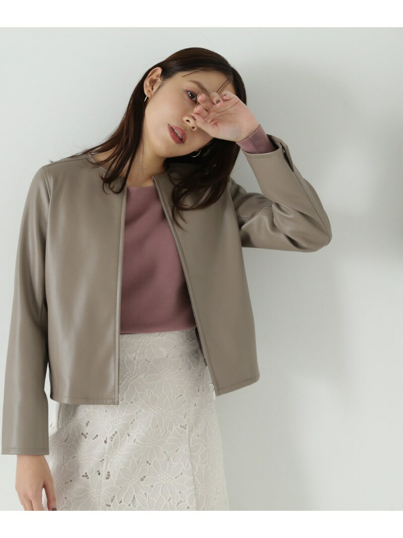 フェイクレザーブルゾン NATURAL BEAUTY BASIC ナチュラルビューティベーシック ジャケット・アウター ブルゾン・ジャンパー ベージュ ブラック ブラウン【送料無料】[Rakuten Fashion]のサムネイル