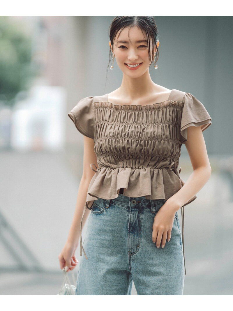 レースアップシャーリングブラウス NATURAL BEAUTY BASIC ナチュラルビューティベーシック トップス シャツ・ブラウス ホワイト ブラウン【送料無料】[Rakuten Fashion]のサムネイル