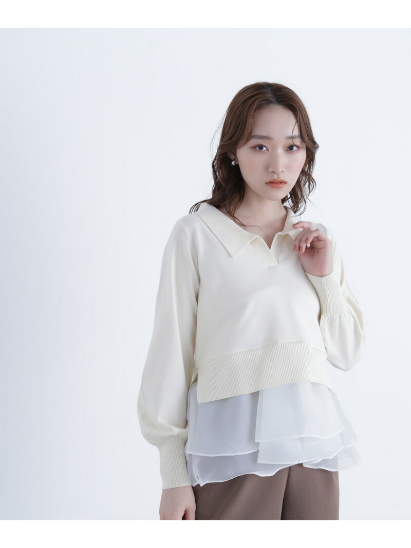 Rakuten - 【SALE／60%OFF】オーガンドッキングスキッパーニット NATURAL BEAUTY BASIC ナチュラルビューティベーシック トップス ニット ベージュ ブラック ホワイト【RBA_E】【送料無料】[Rakuten Fashion]