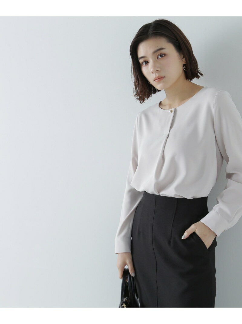 パールポイントブラウス 24SS NATURAL BEAUTY BASIC ナチュラルビューティベーシック トップス シャツ・ブラウス グレー ホワイト ブルー【送料無料】[Rakuten Fashion]のサムネイル