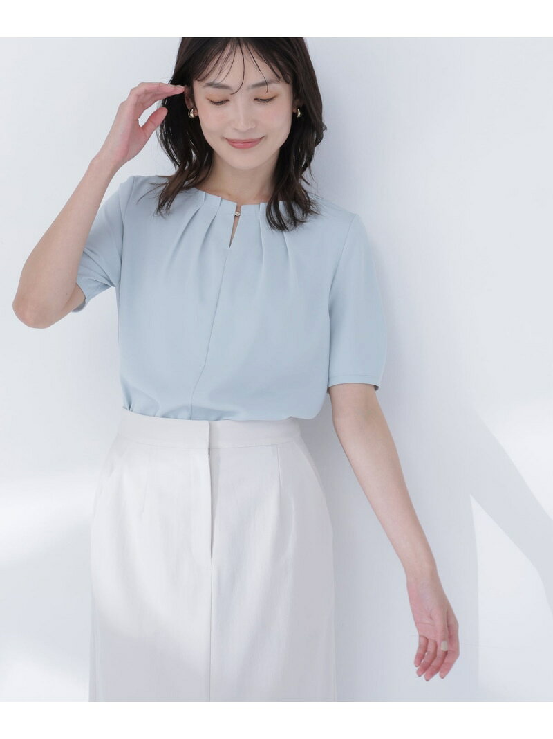 ネックタックブラウス半袖 NATURAL BEAUTY BASIC ナチュラルビューティベーシック ...