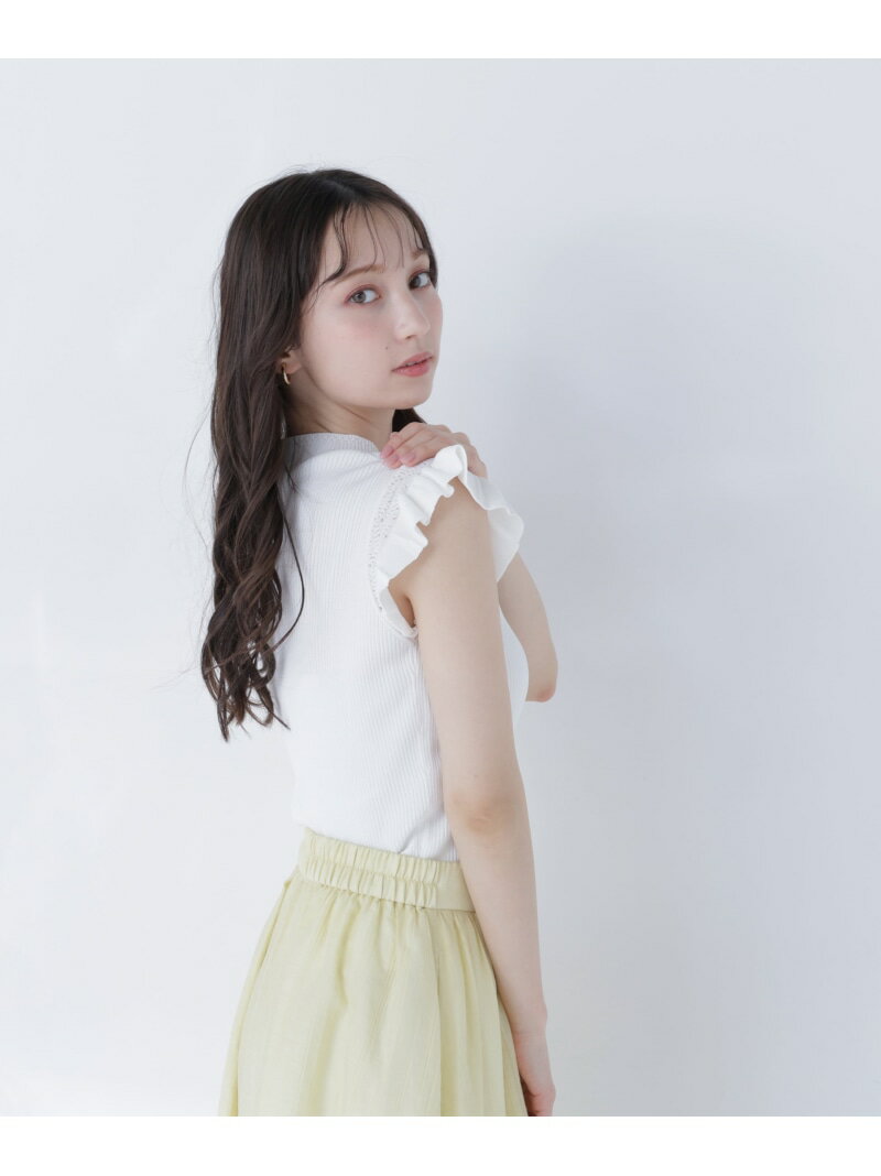 Rakuten - アイレットフリルニット NATURAL BEAUTY BASIC ナチュラルビューティベーシック トップス ニット ホワイト ピンク ブラック【送料無料】[Rakuten Fashion]
