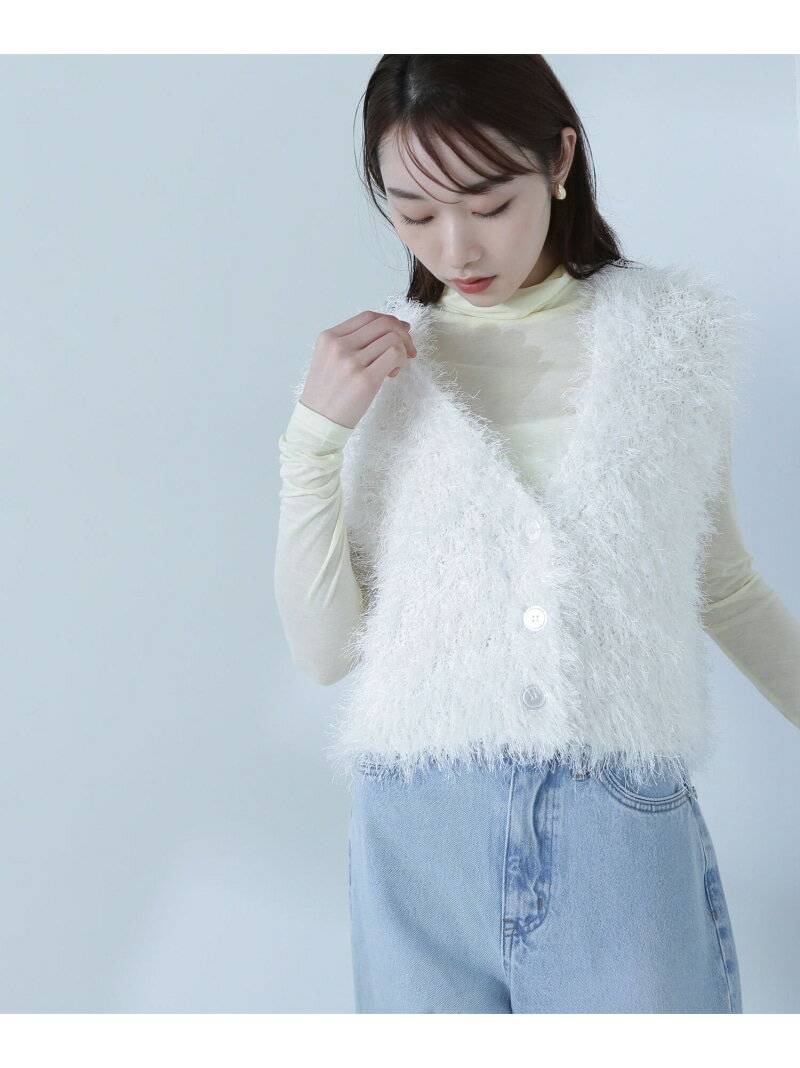 【SALE／60%OFF】フリンジシャギーニットベスト NATURAL BEAUTY BASIC ナチュラルビューティベーシック トップス ニット ベージュ ブラウン ホワイト【RBA_E】[Rakuten Fashion]のサムネイル