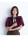 スカーフ付バルーンスリーブシャツ NATURAL BEAUTY BASIC ナチュラルビューティベーシック トップス シャツ・ブラウス ホワイト ネイビー【先行...