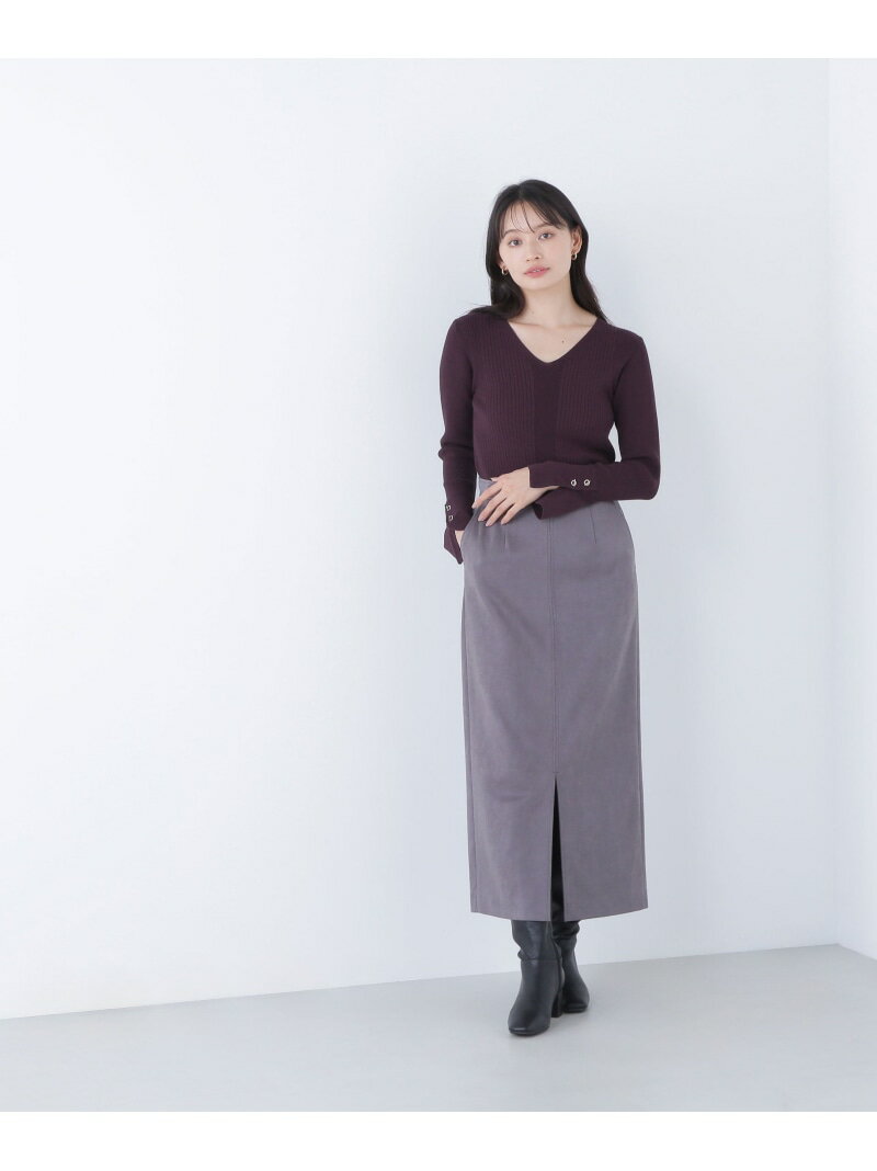 【SALE／10%OFF】フェイクスエードシリーズ スリットスカート NATURAL BEAUTY BASIC ナチュラルビューティベーシック スカート その他のスカート ブラウン グレー【RBA_E】【送料無料】[Rakuten Fashion]