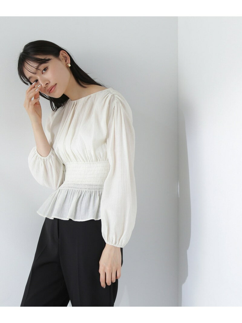ウエストシャーリングブラウス NATURAL BEAUTY BASIC ナチュラルビューティベーシック トップス シャツ・ブラウス ブラック ホワイト【送料無料】[Rakuten Fashion]のサムネイル