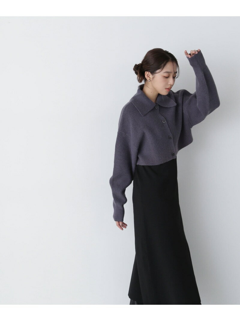 【SALE／50%OFF】襟付カーデ&ニットキャミワンピース NATURAL BEAUTY BASIC ナチュラルビューティベーシック スカート その他のスカート グレー レッド【RBA_E】【送料無料】[Rakuten Fashion]のサムネイル