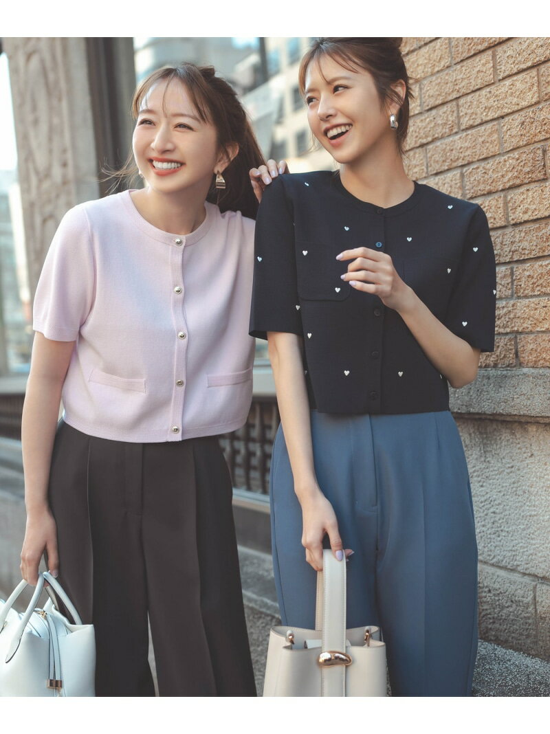 Rakuten - ハート刺繍ニットジャケット NATURAL BEAUTY BASIC ナチュラルビューティベーシック トップス カーディガン ネイビー ベージュ ホワイト【先行予約】*【送料無料】[Rakuten Fashion]