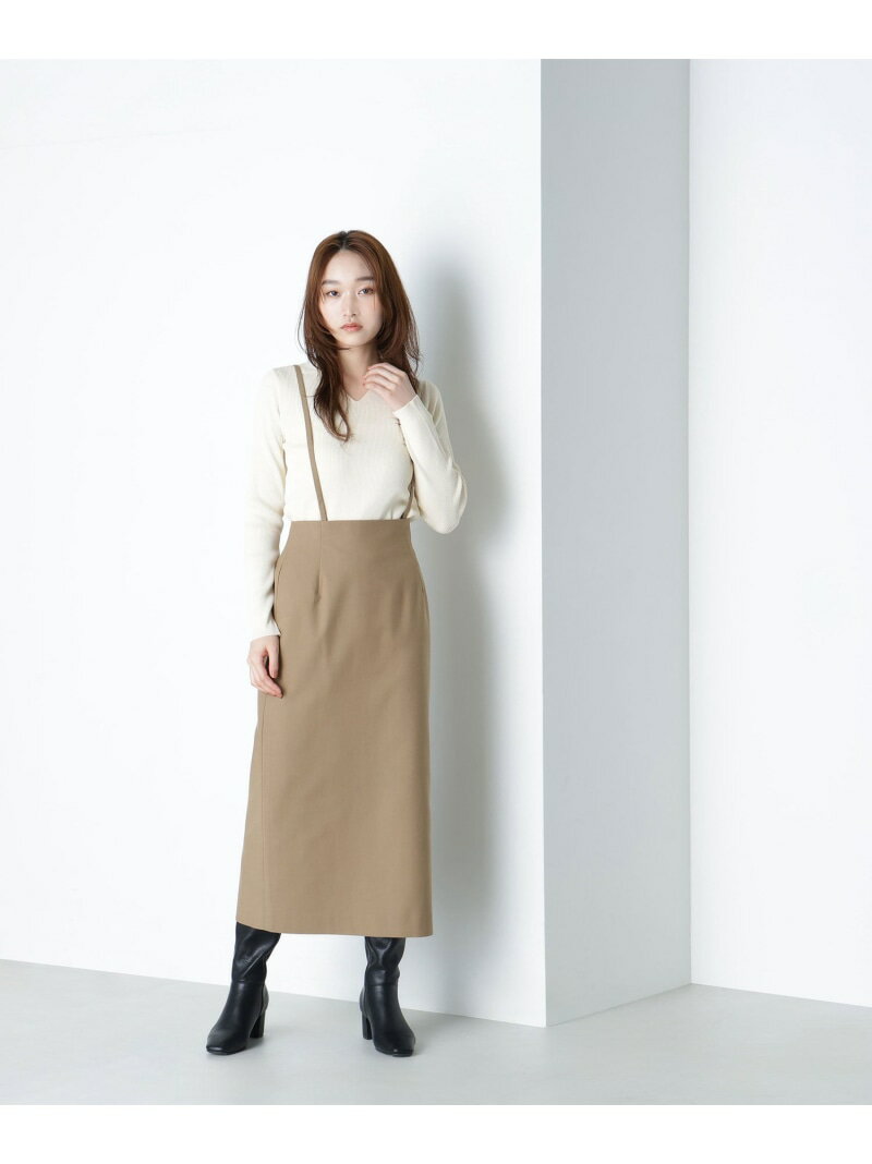 ストラップ付ナロースカート NATURAL BEAUTY BASIC ナチュラルビューティベーシック スカート その他のスカート グレー ブラウン【送料無料】[Rakuten Fashion]