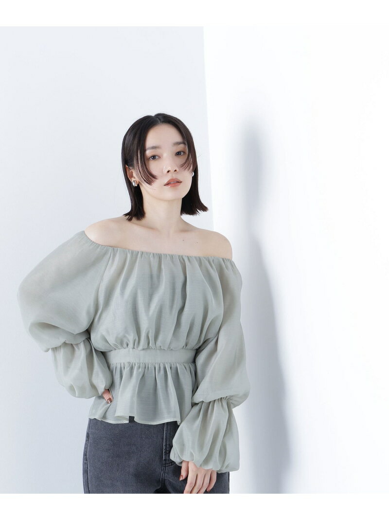 Rakuten - 【SALE／10%OFF】シアーギャザーペプラムブラウス NATURAL BEAUTY BASIC ナチュラルビューティベーシック トップス シャツ・ブラウス グリーン ホワイト グレー ベージュ【RBA_E】【送料無料】[Rakuten Fashion]