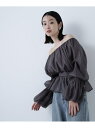 シアーギャザーペプラムブラウス NATURAL BEAUTY BASIC ナチュラルビューティベーシック トップス シャツ・ブラウス グリーン ホワイト グレー...