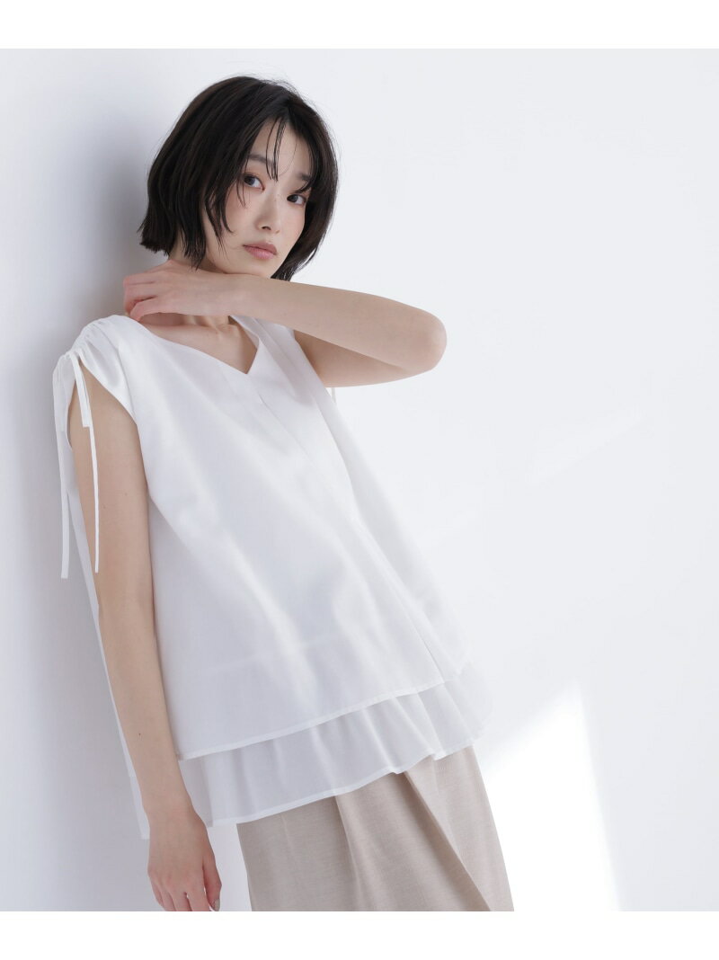Rakuten - ショルダーリボンティアードチュニックブラウス NATURAL BEAUTY BASIC ナチュラルビューティベーシック トップス シャツ・ブラウス ブラック ホワイト【送料無料】[Rakuten Fashion]