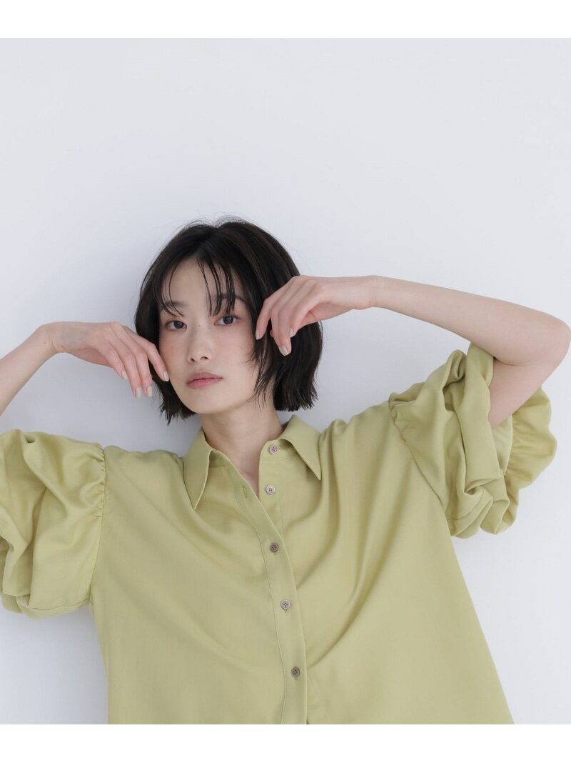 Rakuten - ギャザーバルーンスリーブシャツ NATURAL BEAUTY BASIC ナチュラルビューティベーシック トップス シャツ・ブラウス オレンジ ホワイト【送料無料】[Rakuten Fashion]