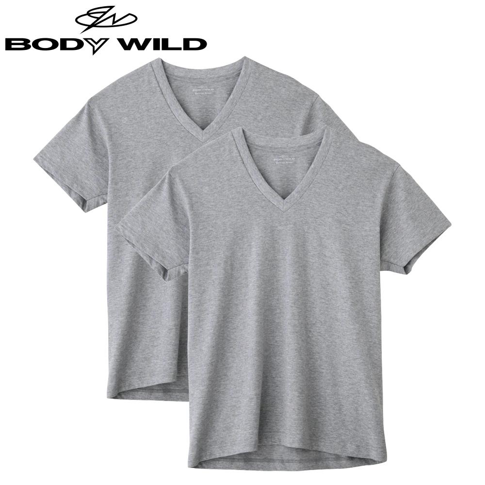 BODY WILD【2枚組】M-LLサイズ ボディワイルド GUNZE グンゼ VネックTシャツ V首 紳士 年間シャツ BW5015A 綿 1