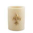 Natural Light Candle (ナチュラルライトキャンドル)6インチ エンボス フルールドリス リセスド ピラーアイボリー & ゴールドアロマキャンドル 蜜蝋 天然香料