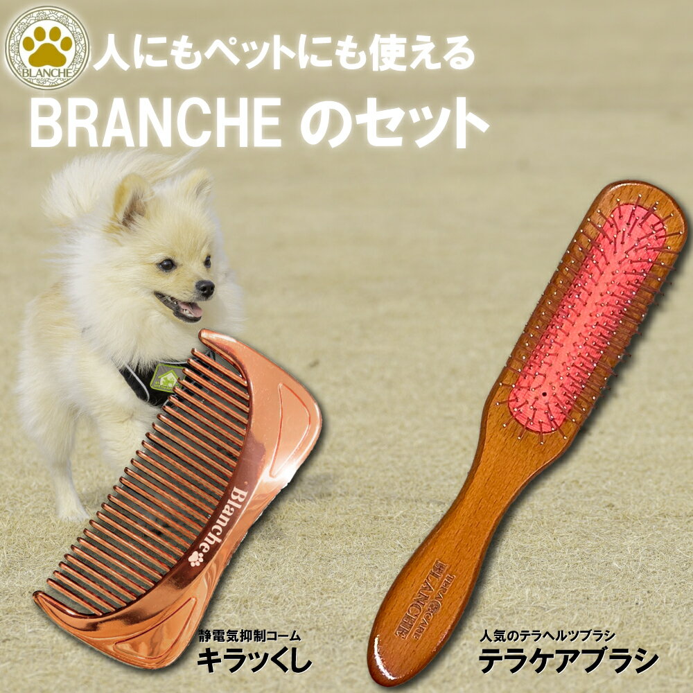 【正規販売代理店】BLANCHE ブランシュ テラケアブラシ キラッくし セットハイパーテラヘルツ波転写 静電気抑制コーム 高機能くし 冬 乾燥対策 癒し 健康 髪の毛 頭皮 マッサージ効果 セルフヘッドスパ ペット 人間 両方 携帯用