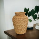 ラタン花瓶型バスケット ハンドメイド 天然素材 手作り品 プレゼント ギフト 花柄
