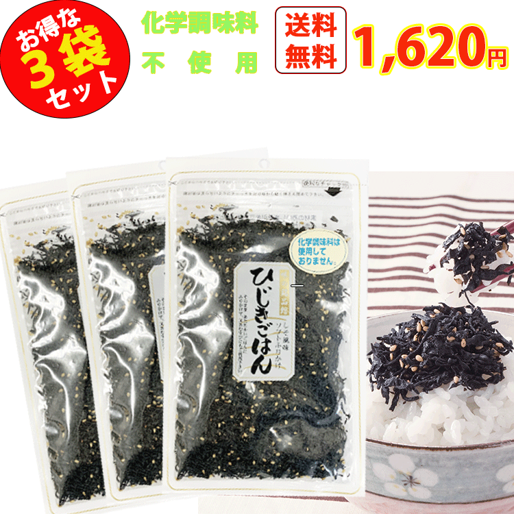 北前船のカワモト ひじきごはん化学調味料不使用65g 3袋セット【65gx3個 計195g】大人気!【まとめ買い】しそ風味 ソフト 無添加 ふりかけ おにぎり おむすび お弁当 パスタ 炊き込みご飯 チャーハン 福井 子供 おすすめ ひじきふりかけ カワモトのサムネイル