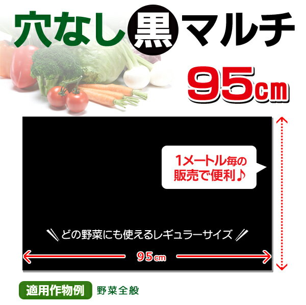 家庭菜園【マルチ】 レギュラー黒マルチ　95cm　穴なし 1m （郵便配送商品） ※複数個お買い求めの場合、送料おまとめします！