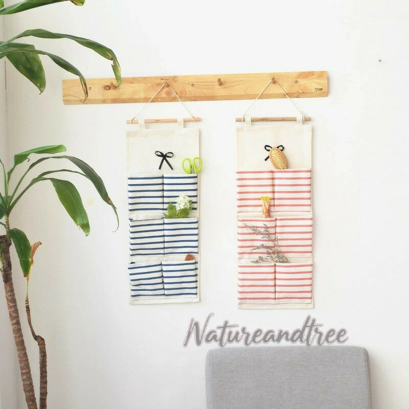 natureandtree楽天市場店のウォールポケット 吊り下げ収納 2個セット 壁掛け 収納ポケット 綿麻製 吊り下げラック 小物入れ 省スペース リビング 玄関 子供部屋 壁面収納 生活 雑貨 壁面装飾 インテリア シンプル 化粧品 状差し 手紙 ハガキ 収納｜アングル3