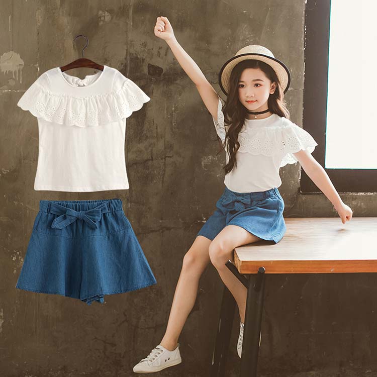 樂天商城 - 女の子 セットアップ 子供服 上下 2点セット半袖Tシャツ+パンツ カジュアルパンツ サルエル シンプル 可愛い スタイル 子ども Tシャツ パンツ