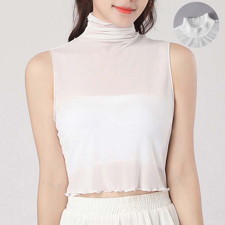 樂天商城 - シースルー トップス インナー 伸縮性 シースルーレーストップス ブラウス トップス レディース ノースリーブ 無地 シースルー 透け 薄い セクシー 春 秋 夏 白