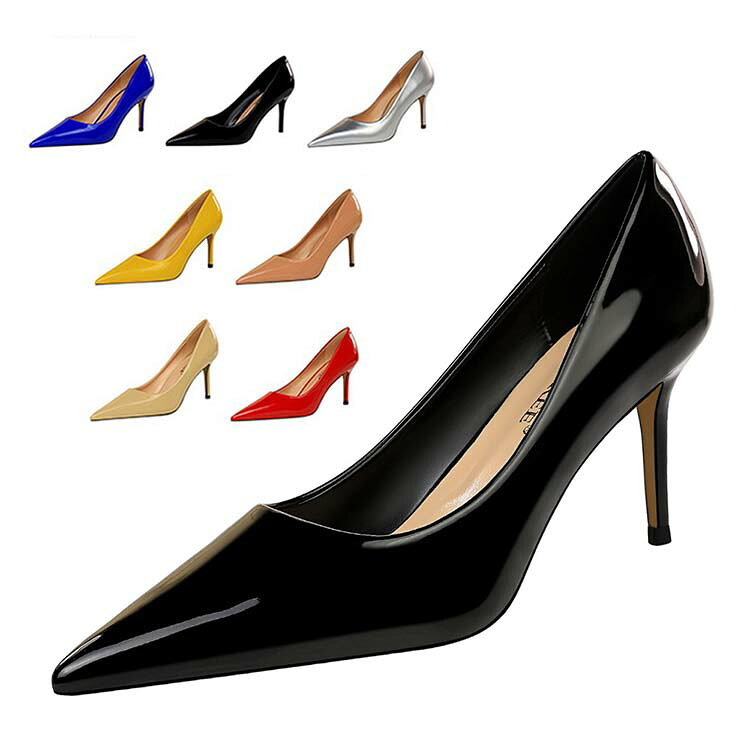 ハイヒール 大きいサイズ 結婚式 定番 フォーマル 結婚式 パンプス 大きいサイズ 結婚式 靴 パンプス ピンヒール 美脚パンプス 通勤用 エナメル オフィス パンプス ハイヒール ポインテッドトゥ ヒール8.5cm