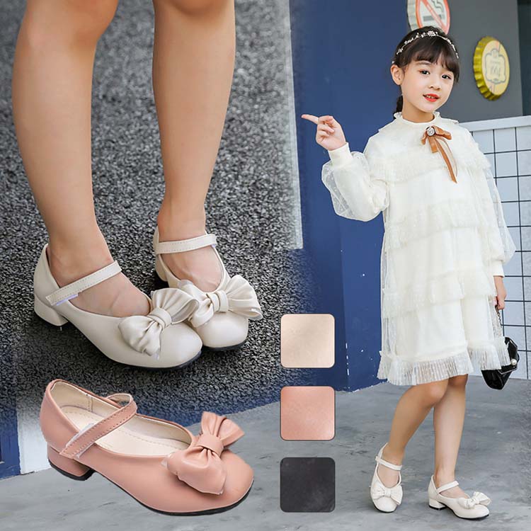 女子用 - フォーマル 靴 革靴 カジュアル レディース ローヒール 女の子 学生 ジュニア リボ フォーマルシューズ 無地 カレッジ風 白 黒 ピンク 3colors カジュアルシューズ 日常 ダンス ラテン 通学 面接 入学式 卒業式 結婚式 皮靴