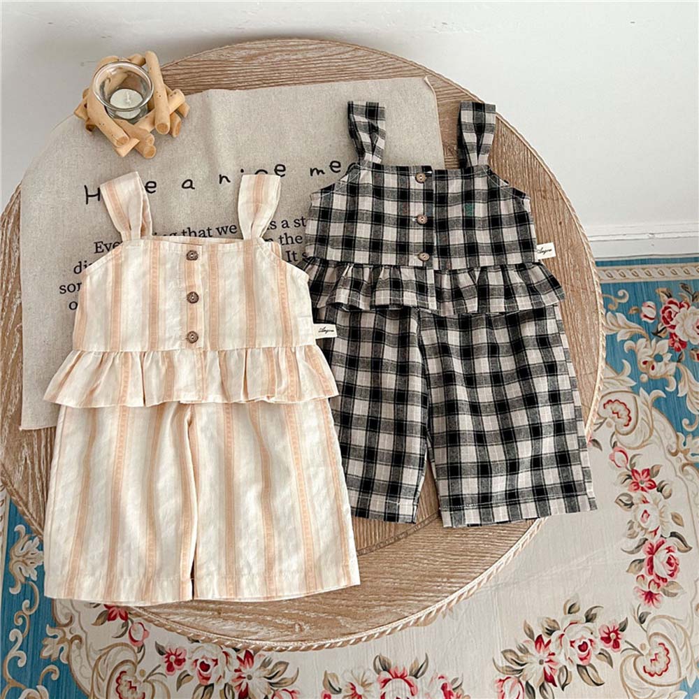 ギフト ワイドパンツ 子供服 110cm ベビーセットアップ 夏 送料無料 プレゼント 涼しい キャミソール 可愛い 出産祝い 上下セット 女の子 赤ちゃん 春夏 チェック 女の子 2点セット トップス お宮参り 薄い ベビー服 90 73 おしゃれ 80 100