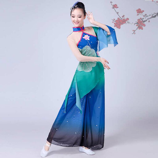 髪飾り付き アシンメトリー 扇子 グラデーション 中華ダンスウェア 中国古典舞踊ダンス衣装 蓮 飄逸 青緑S〜3XL カンフー ダンス ガウチョパンツ 傘 斜め裾 上下2点セットアップ 花 華流舞台衣裳 エスニック スリットフリル袖 チャイナ服 チャイナ風ダンス衣装 民族風 髪飾り付き アシンメトリー 扇子 グラデーション 中華ダンスウェア 中国古典舞踊ダンス衣装 蓮 飄逸 青緑S〜3XL カンフー ダンス ガウチョパンツ 傘 斜め裾 上下2点セットアップ 花 華流舞台衣裳 エスニック スリットフリル袖 チャイナ服 チャイナ風ダンス衣装 民族風