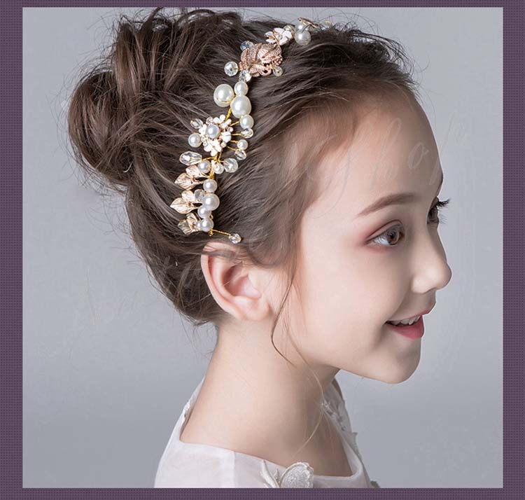 ティアラ子供カチューシャヘッドドレス発表会女の子ピアノ発表会フォーマルキッズパーティー結婚式入学式演出卒業式七五三パール髪飾りウェディングフラワーガールコンクールプリンスパールフラワースタイルヘアアクセサリー
