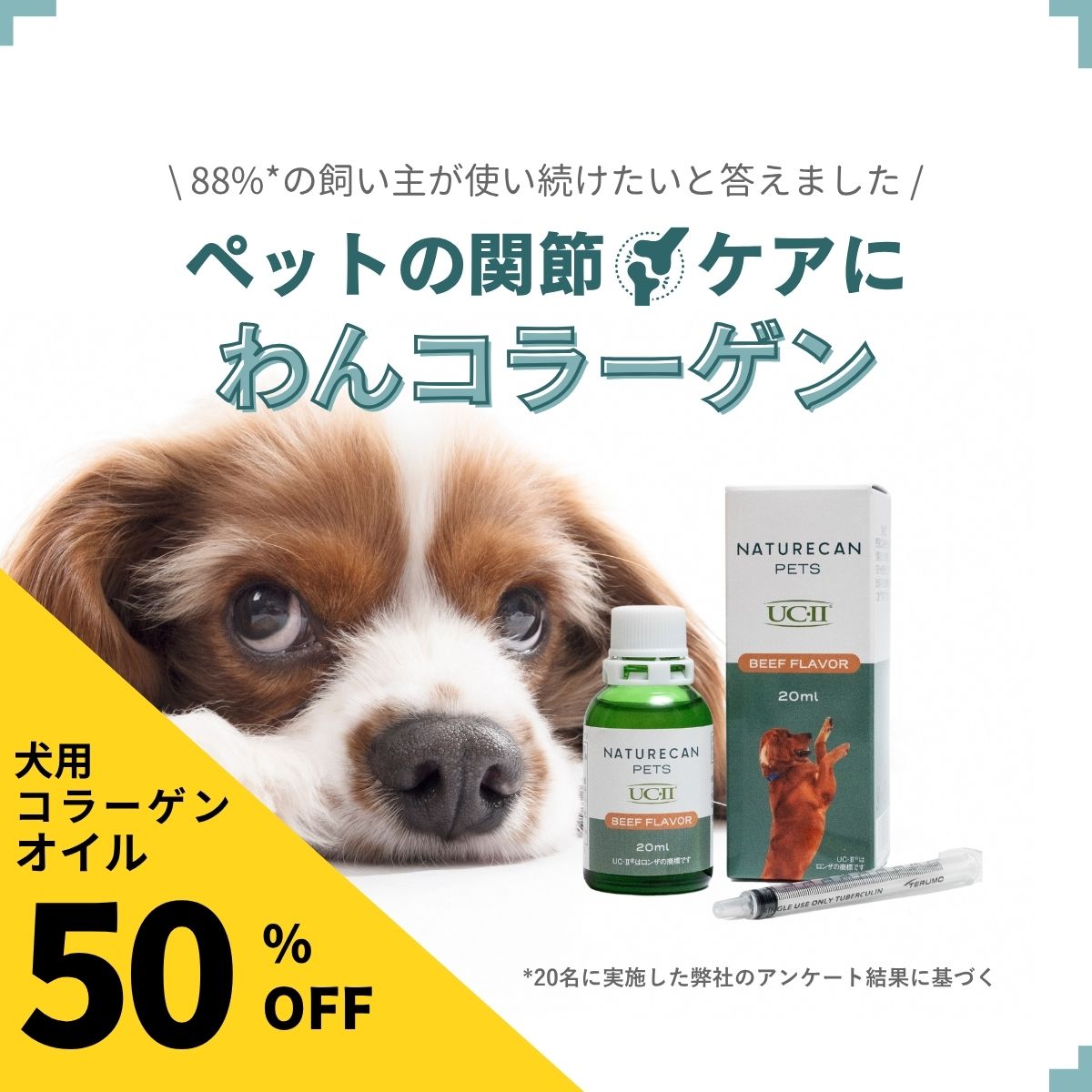 Liquid Drink - 【楽天SS対象】Naturecan 公式 犬用 わんコラーゲン 20ml UC2 オイル ペットの関節ケア 老犬 ペット 犬 ネイチャーカン ビーフ味 散歩のお悩み 歩行 サプリメント わんこ 愛犬 毎日のサプリ 関節 歩く サプリ