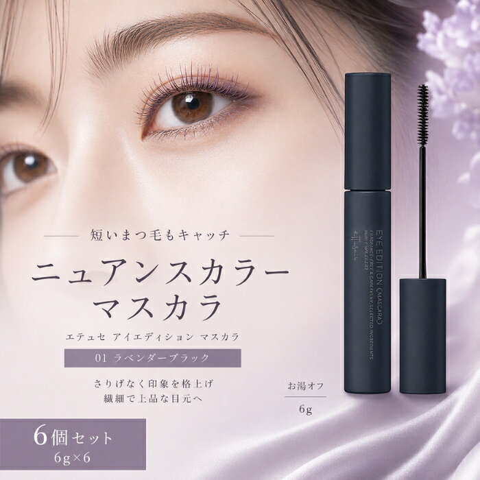 エテュセ アイエディション マスカラ 01 ラベンダーブラック 6g ×6個セット │ ニュアンスカラー 極細ブラシ お湯オフ ロング カール キープ にじみにくい まつげ メイク アイメイク 涙