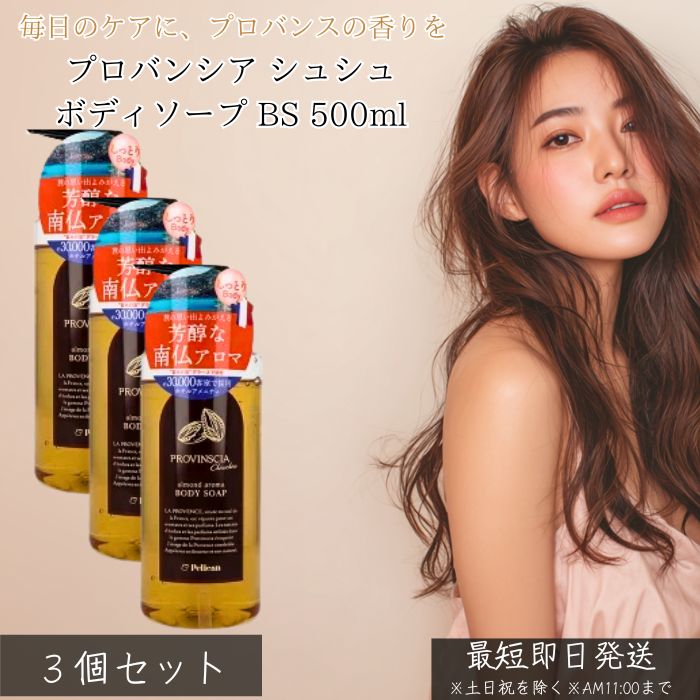 プロバンシア シュシュ ボディソープ BS 500ml ×3個セット │ ボディケア ボディウォッシュ 保湿 しっとり 洗浄 天然植物エキス配合 乾燥肌 敏感肌対応 アロマ バスアイテム 日本製 正規品