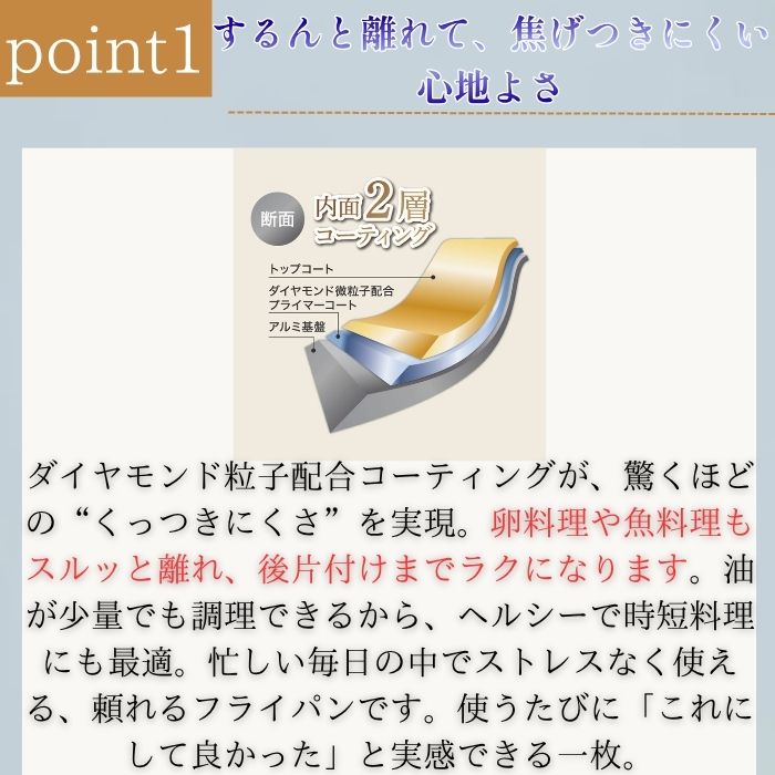 コンフォート IHダイヤコートフライパン 26cm │ 焦げ付きにくい ダイヤモンドコー...