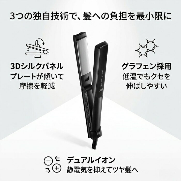 Brighte ヘアアイロン 3Dシルクストレートアイロン │ グラフェン シルクプレート ...