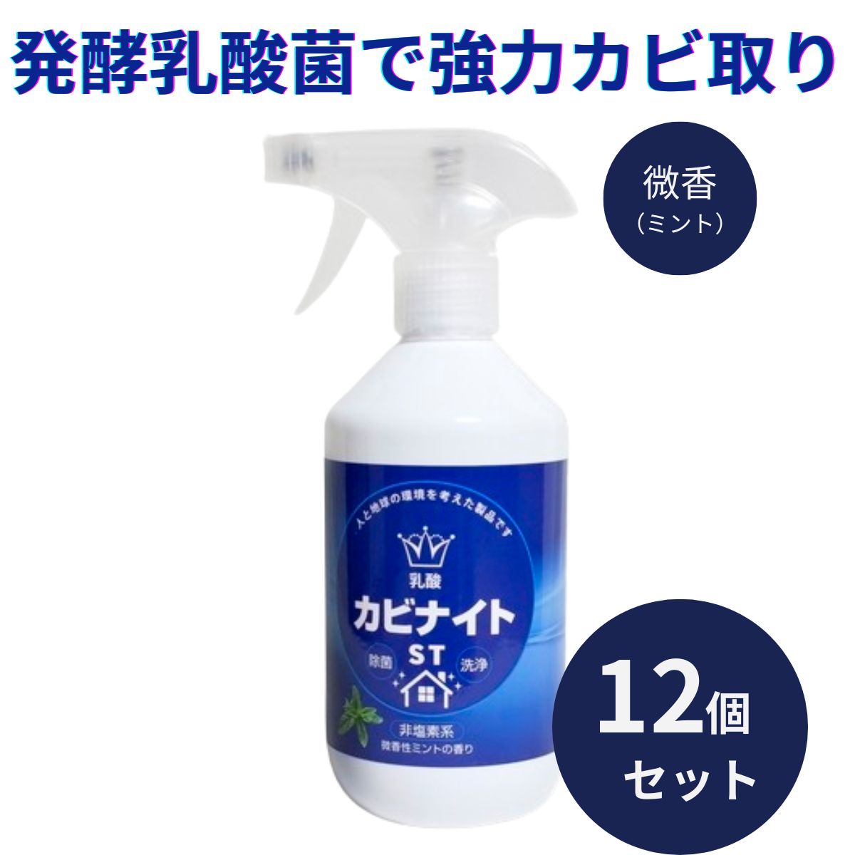 乳酸カビナイトST 450ml 12個セット 強力 カビ取り スプレー ミントの香り 日本製 カビ取り剤 カビ対策 かびとり カビとり 黒カビ 赤カビ 壁 除去剤 フローリング 乳酸カビナイト