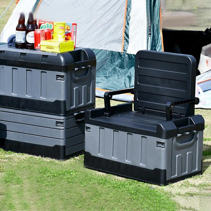 コンテナボックス キャンプ収納 座れる アウトドア 大容量 収納ボックス 60L 屋外 ...