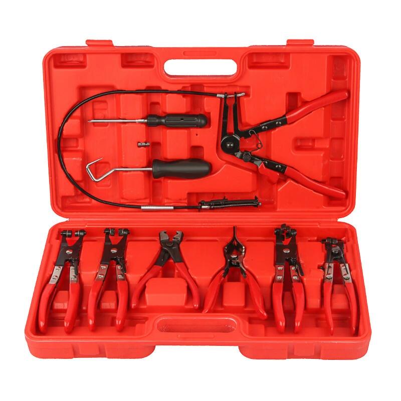 9 点パイプバンドルプライヤーセット自動車用水道管プライヤーノギスストレートスロートパイプバンドルクランプクランプツール