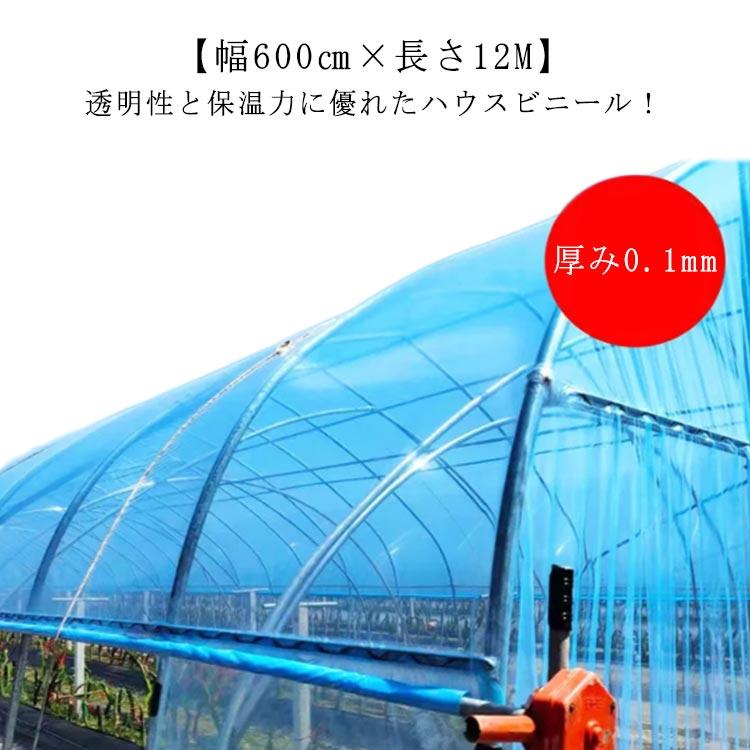 農業用ビニール 透明 ビニールハウス 厚み0.1mm 幅600cm 長さ12m 屋根用ハウスビニール 屋根ビニール 農業用ハウス 農業ハウス 農ビ 農